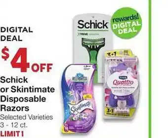 Market Street Schick or skintimate disposable razors offer