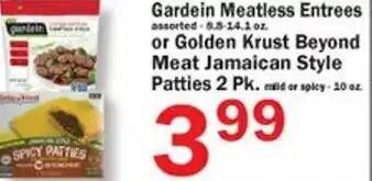 Food Bazaar Gardein Meatless Entrees or Golden Krust Beyond Meat Jamaican Style Patties 10 oz offer