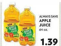 Reasors Always save apple juice offer
