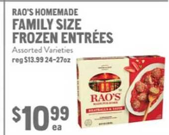 New Seasons Market Rao's homemade family size frozen entrées offer