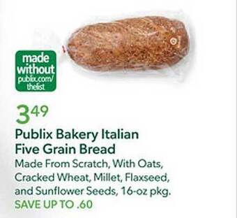 Publix Publix bakery italian five grain bread offer