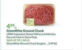 Publix Greenwise ground chuck offer