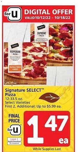 Vons Signature select pizza offer