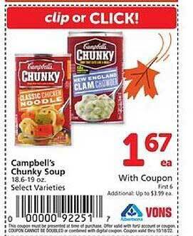 Vons Campbell's chunky soup offer