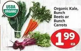 Vons Organic kale bunch beets or bunch carrots offer