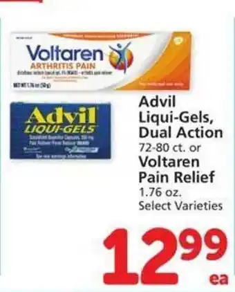 Vons Advil liquid-gels dual action voltaren pain relief select varieties offer