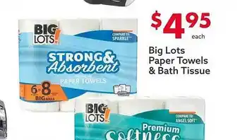 Big Lots Big lots paper towels & bath tissue offer