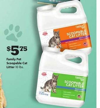 Family Dollar Family pet scoopable cat litter offer