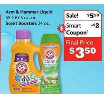 Family Dollar Arm & hammer liquid or scent boosters offer