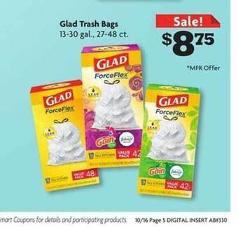 Family Dollar Glad trash bags offer