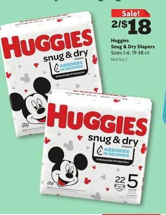 Family Dollar Huggies snug & dry diapers offer