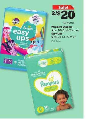 Family Dollar Pampers diapers or easy ups offer