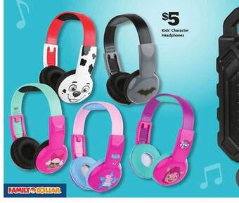 Family Dollar Kids' character headphones offer