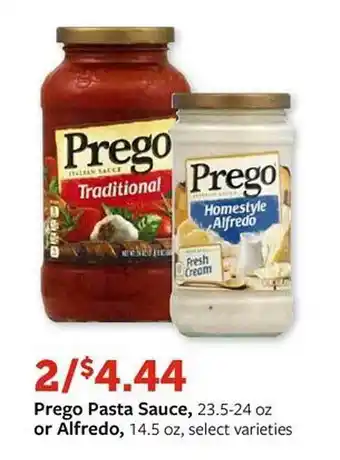 Fareway Prego pasta sauce or alfredo offer
