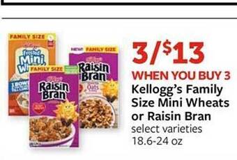 Fareway Kellogg's family size mini wheats or raisin bran offer