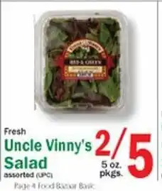 Food Bazaar Uncle Vinny's Salad 5 oz offer