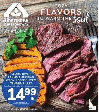 Albertsons Snake River Farms American Wagyu Beef Bistro Tender Fillet offer
