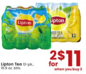 Albertsons Lipton Tea 12- pk. 16.9 oz. btls. offer