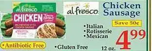 Market Basket Alfresco chicken sausage offer
