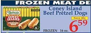 Market Basket Nathan's coney island beef pretzel dogs offer