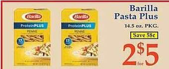 Market Basket Barilla pasta plus offer