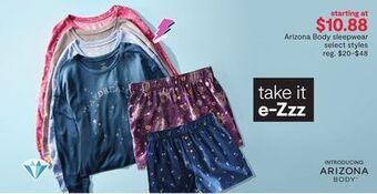 JC Penney Arizona body sleepwear offer