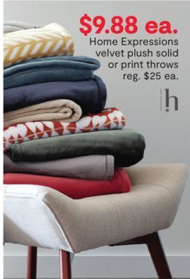 JC Penney Home expressions velvet plush solid or print throws offer