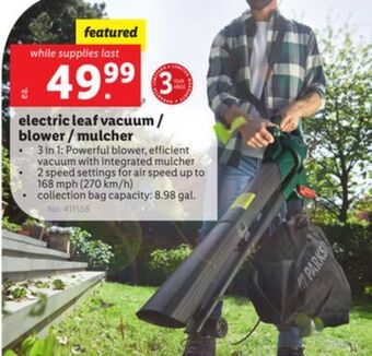 Lidl Electric leaf vacuum/blower/mulcher offer