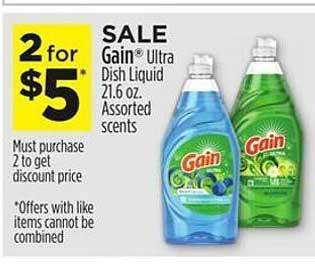 Dollar General Gain ultra dish liquid offer