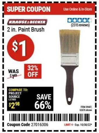 Harbor Freight Tools Krause & becker 2 in. paint brush offer