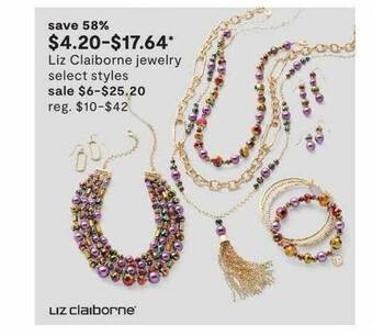 JC Penney Liz claiborne jewelry offer