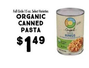 Maceys Full circle organic canned pasta offer