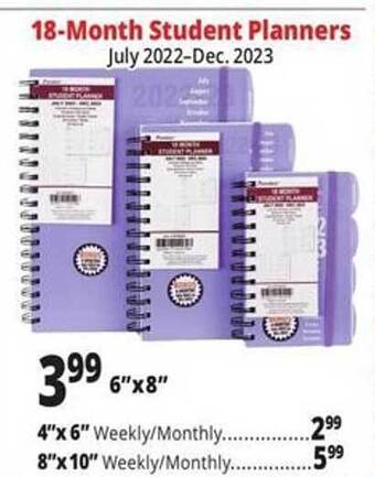 Ocean State Job Lot 18-month student planners offer
