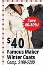 Ocean State Job Lot Famous maker winter coats offer