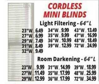 Ocean State Job Lot Cordless mini blinds offer
