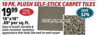 Ocean State Job Lot Plush self-stick carpet tiles offer