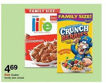 Target Quaker family-size cereal offer