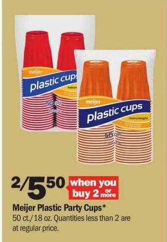Meijer Meijer plastic party cups offer