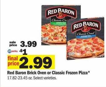 Meijer Red baron brick oven or classic frozen pizza offer