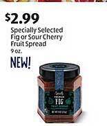 Aldi Specially selected fig or sour cherry fruit spread offer