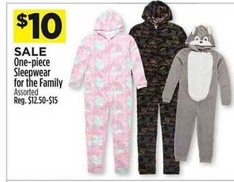 Dollar General One-piece sleepwear for the family offer