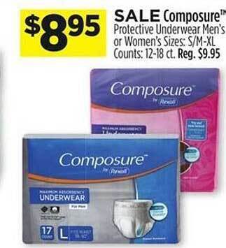 Dollar General Composure protective underwear men's or women's offer