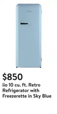 Walmart Iio 10 cu. ft. retro refrigerator with freezerette in sky blue offer