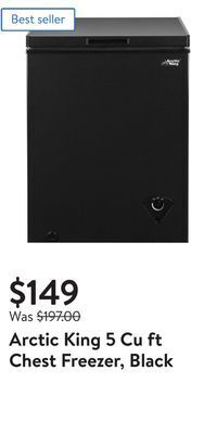 Walmart Arctic king 5 cu ft chest freezer, black offer