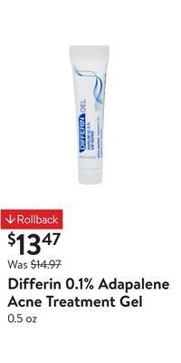 Walmart Differin 0.1% adapalene acne treatment gel offer