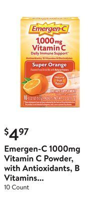 Walmart Emergen-c 1000mg vitamin c powder, with antioxidants, b vitamins and electrolytes for immune support, caffeine free vitamin c offer