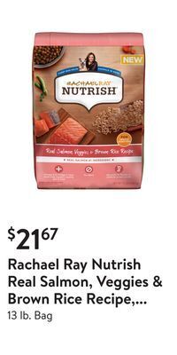 Walmart Rachael ray nutrish real salmon, veggies & brown rice recipe, premium dry dog food offer