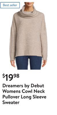 Walmart Dreamers by debut womens cowl neck pullover long sleeve sweater offer
