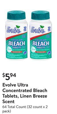 Walmart Evolve ultra concentrated bleach tablets, linen breeze scent offer