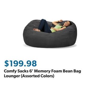 Sam's Club Comfy sacks 6' memory foam bean bag lounger (assorted colors) offer
